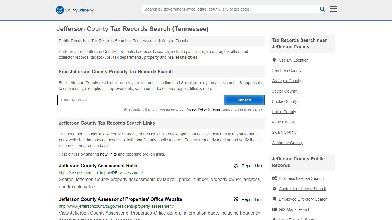 Jefferson County Tax Records Search (Tennessee) - County Office