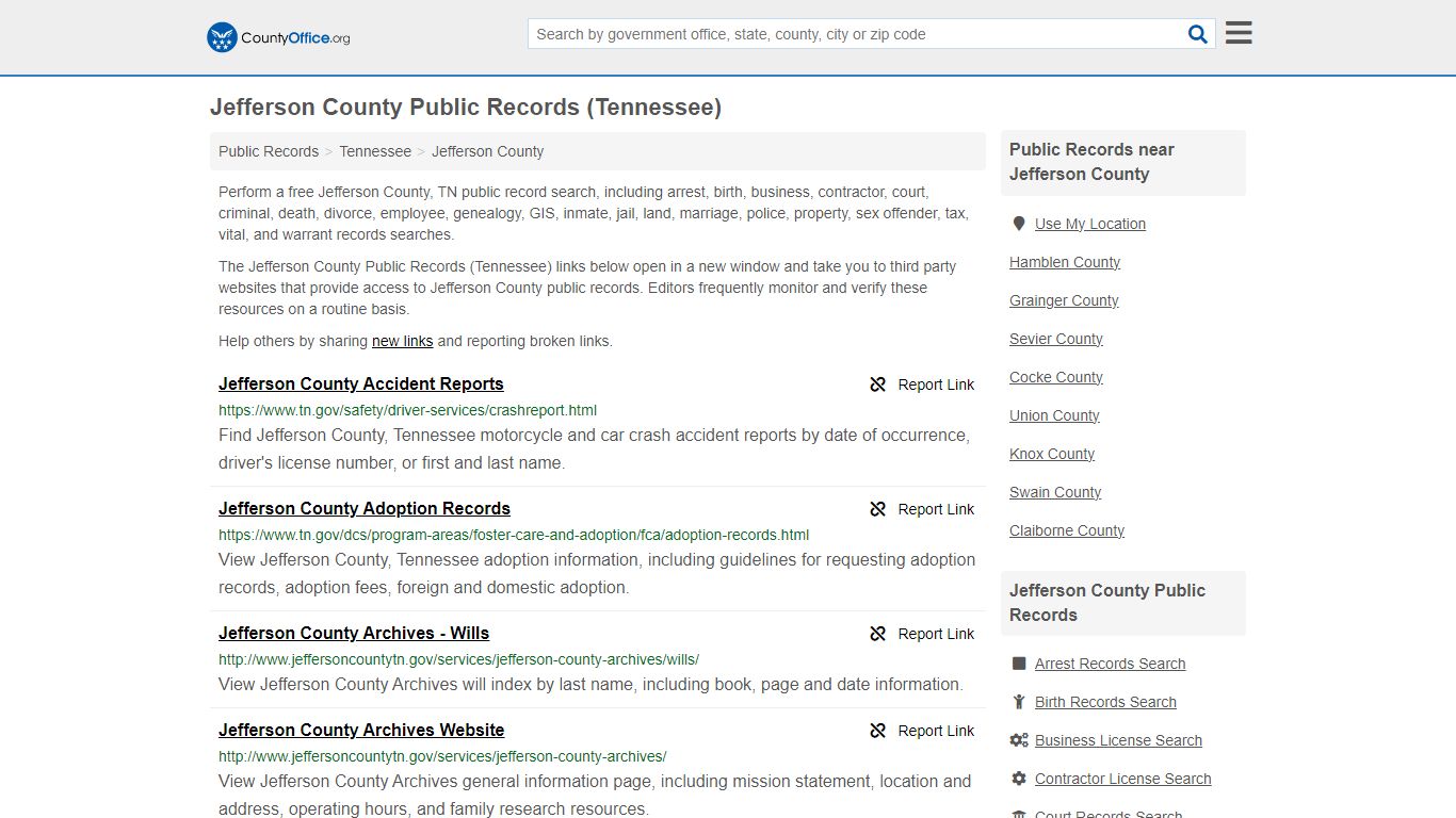 Public Records - Jefferson County, TN (Business, Criminal, GIS ...